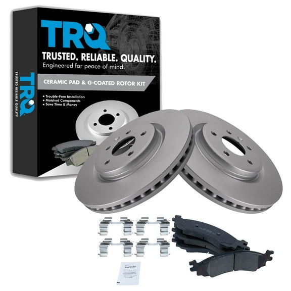 TRQ Front Brake Pad & Rotor Kit Brake Pads Brake Rotor Ceramic Premium G-Coated Fits Select 2010-2012 Ford Taurus