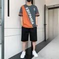 thumbnail image 3 of Conjuntos de entrenamiento para hombre con estampado gráfico, camisetas y pantalones cortos de marcas originales básicas negras, trajes para hombre de dos piezas, estilo coreano 2024, geniales, XL, 3 of 5