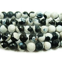 8mm About 48 Beads Black And White Fire Agate Faceted Round Beads Genuine Gemstone Natural Jewelry Making