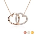 thumbnail image 1 of JeenMata Lab Grown Diamond Interlocking Heart Shape Pendant Necklace in Rose Gold Plating, 1 of 5