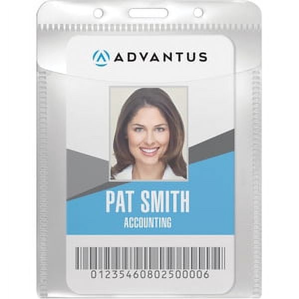 Advantus PVC-Free Badge Holders, Vertical, 3" x 4", Clear, 50/Pack