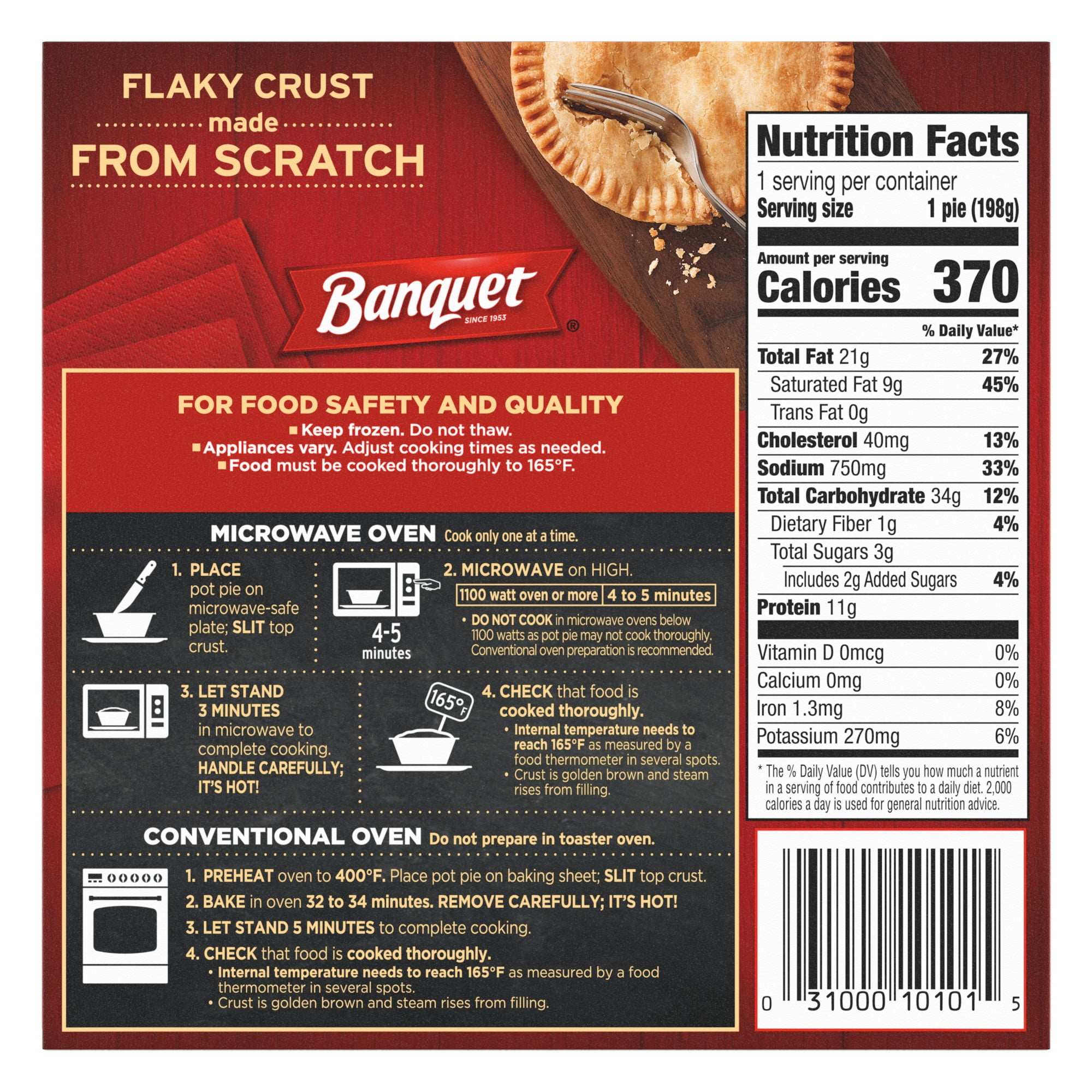 Banquet Chicken Pot Pie, 11g Protein, Frozen Meal, 7 oz.