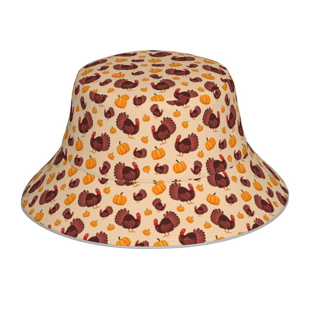 Balery Thanksgiving Turkey and Pumpkin Sombreros para el sol para hombre y mujer, sombrero de pescador con UPF 50+