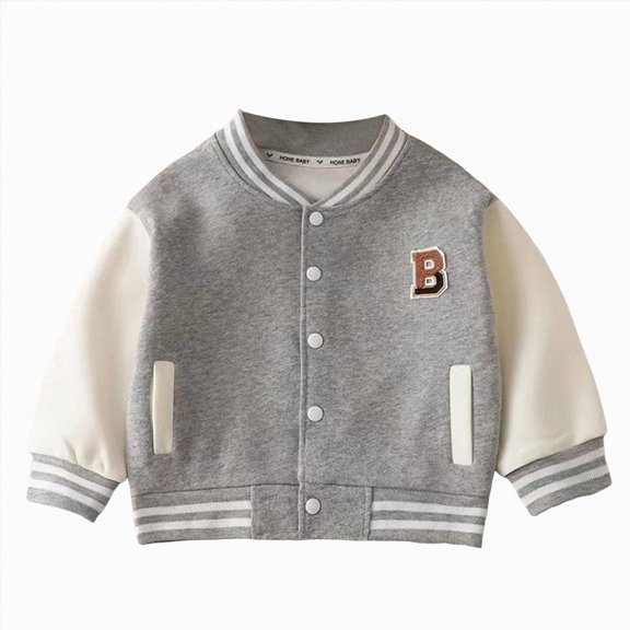 Xyant Kids Toddler Varsity Jacket Girls Baseball Jacket Boys Bomber Outwear with Pocket Coat (Grey,8-9 Years)