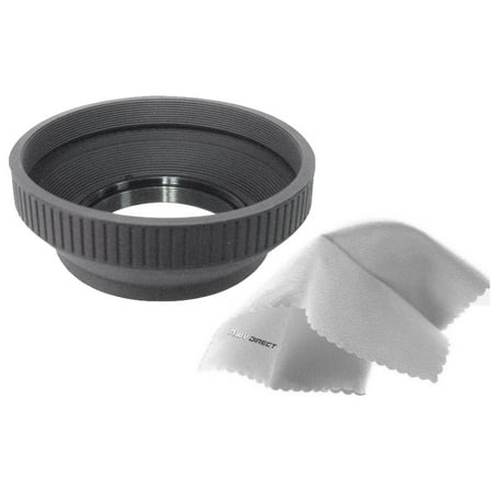 Panasonic Lumix DMC-LX7 Pro Digital Lens Hood (Collapsible Design) (37mm) + Lens Hood Ring Adapter + Nwv Direct Microfiber Cleaning