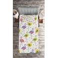 thumbnail image 2 of Ambesonne Flamingo Quilted Coverlet 2 Pcs, Retro Colorful Pattern, Twin Size, Multicolor, 2 of 2