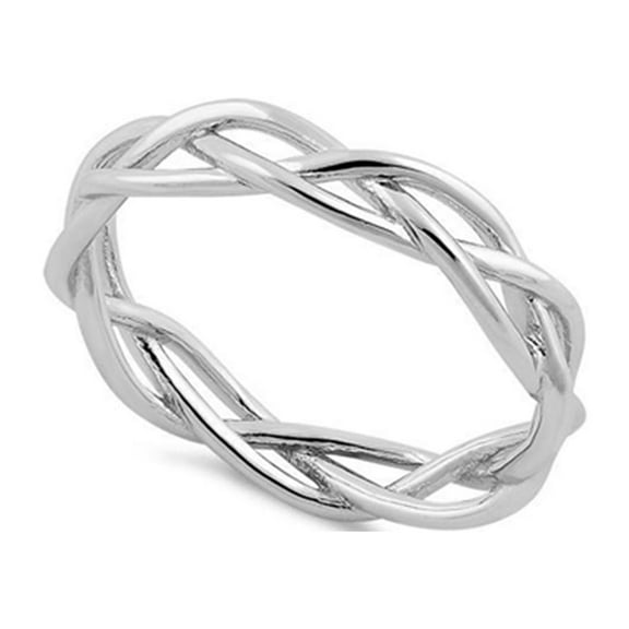 925 Sterling Silver Oxidized Platinum Plated Braided Noveu Women Valentines Day Gifts Ring