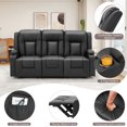 thumbnail image 6 of AECOJOY Manual Reclining Sofa with Cup Holders&Side Pockets, PU Leather Home Theater Seating, 3 Seat Recliner Chair for Adults-Black, 6 of 7