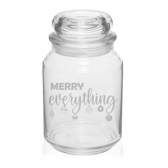 26 oz Glass Candy Jar Apothecary Storage Jar Gift Merry Everything Christmas Ornaments