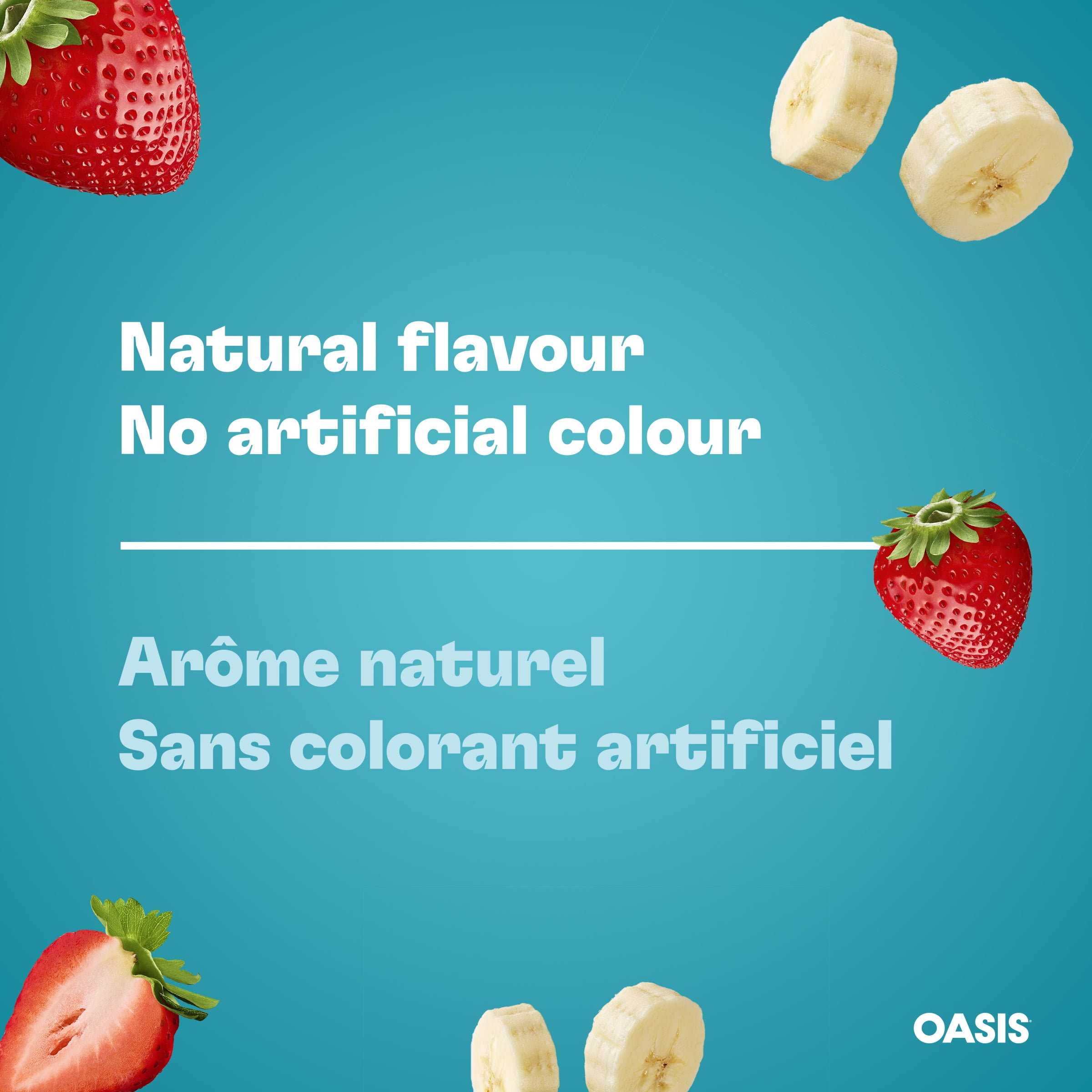 Boîtes de jus de fruits fraise banane JUS FRAISE/BANANE OASIS HYDRAFRUIT 8X200ML