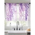thumbnail image 3 of Spring Flowers Semi Sheer Curtains 54 Inch Length 2 Panels Set, Purple Lavender Floral Modern Pastoral Sheer Kitchen Curtain Privacy Voile Window Curtain for Living Room Bedroom Rod Pocket Drapes, 3 of 7