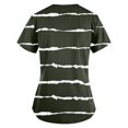 thumbnail image 3 of Xfvqtps V-Neck Stripe Scrubs Tops for Women Stretch Wrinkle-Resist Medical Nursing Uniform with 2 Pockets Comfortable Lightweight Working Uniform Short Sleeve Printing Blouse Olive Green, 3 of 4