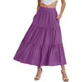 thumbnail image 2 of vigerkar Women’s Summer Boho Flowy Swing Tiered A-Line Maxi Skirt 2025 Fashion Trendy Elastic Waist Pleated Long Beach Dress Purple, S, 2 of 6