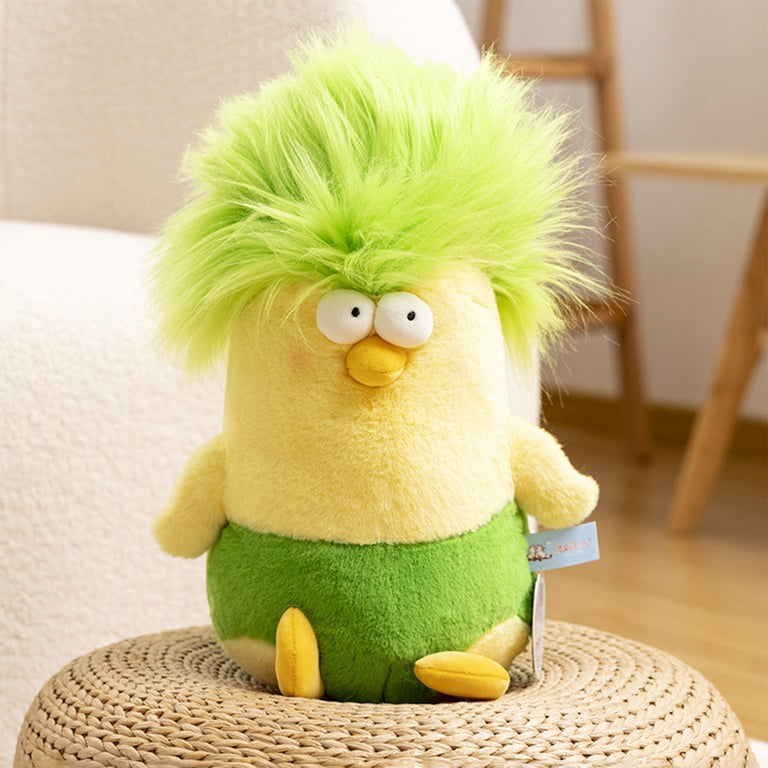 Comedic Home Accent​​ Silly Chicken Plush Toy with Long Feathers