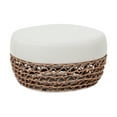 thumbnail image 4 of Willow Ottomane de Patio Ronde Rembourrée Tissée 25 Pouces Cadre en Osier Brun Doré Beige, 4 of 8