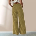 thumbnail image 6 of ibiyuan Corduroy Pants Women Wide Leg Corduroy Pants for Women Casual Work Pants Straight Leg Elastic Waist Solid Color Harem Pants with Pockets,Khaki, 6 of 6