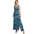 thumbnail image 4 of Love Stitch Women's Plunging V-Neck Boho Slim A-Line Maxi Dress (Navy Blue, Medium), 4 of 4