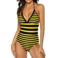 thumbnail image 2 of Bumble Bees Swimsuit Sexy Yellow And Black Stripes One Piece Swimwear Push Up Bodysuit Fashion Vaion Bath Bathing Suits, 2 of 7