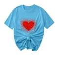 thumbnail image 2 of Purcolt Valentines Day Shirts for Women Funny Love Heart Print Shirts Casual Round Neck Valentine Tunic Short Sleeve Tops, 2 of 5