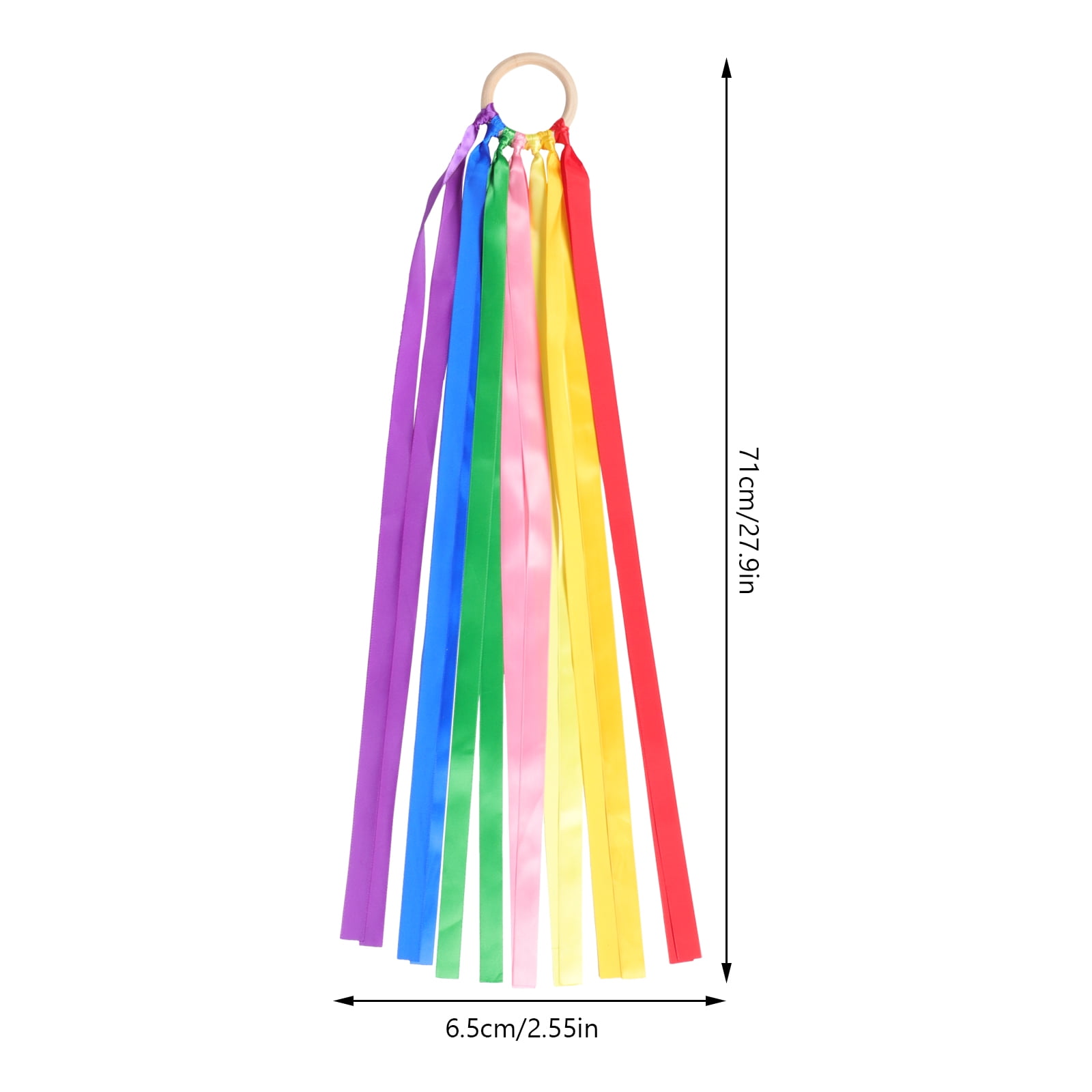 Frcolor Rainbow Ribbon Streamers Hand Dancing Ribbons Kids Outdoor Sensory Streamer Bells Baby Wand Waldorf Bike Kite Dance, Size: 24x15x3CM