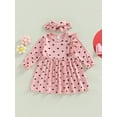 thumbnail image 2 of Seyurigaoka Toddler Girls Valentine's Day Dress Long Sleeve Crew Neck Buttons Dress Spring Autumn Heart Print Dress with Headband, 2 of 9