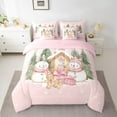 thumbnail image 2 of Homewish Snowman Rabbit 7 Pieces Bedding Comforter Set for Kids Children Teens,Kawaii Bowknot Gingerbread Man Full Bedding Set Lightweight,Xmas Festival Fitted Sheet Flat Sheet, 2 of 8