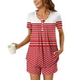thumbnail image 2 of Jamicy Pyjama Aguichant pour Femmes Mode Décontractée Ample Rayé Imprimé Col Rond Boutons Shorts Manches Courtes Ensemble de Pyjama Confortable pour Dames, 2 of 7