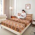 thumbnail image 4 of Feelyou Hippie Tribal Aztec Full Size Sheets, Orange Abstract Bed Sheets, Teens Adult Women Men Sheet Sets, Super Cozy Room Decor, 4 Pieces, 4 of 7