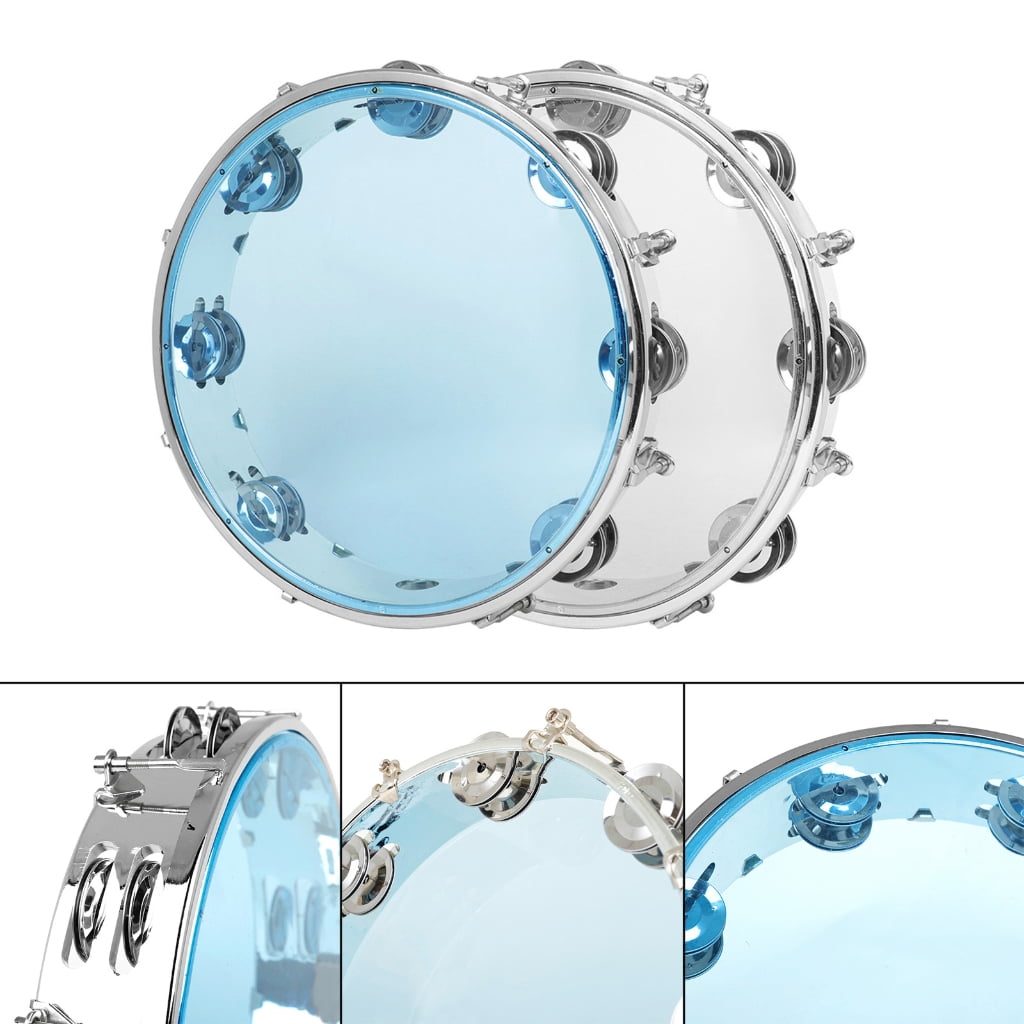 Double Row Tambourine Round Form Musical Tambourine Metal Bells Handheld Party Percussion Drum Instruments Tambourine