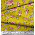 thumbnail image 3 of Soimoi Yellow Heavy Canvas Fabric Ranunculus & Roses Floral Print Sewing Fabric Yard 58 Inch Wide, 3 of 3