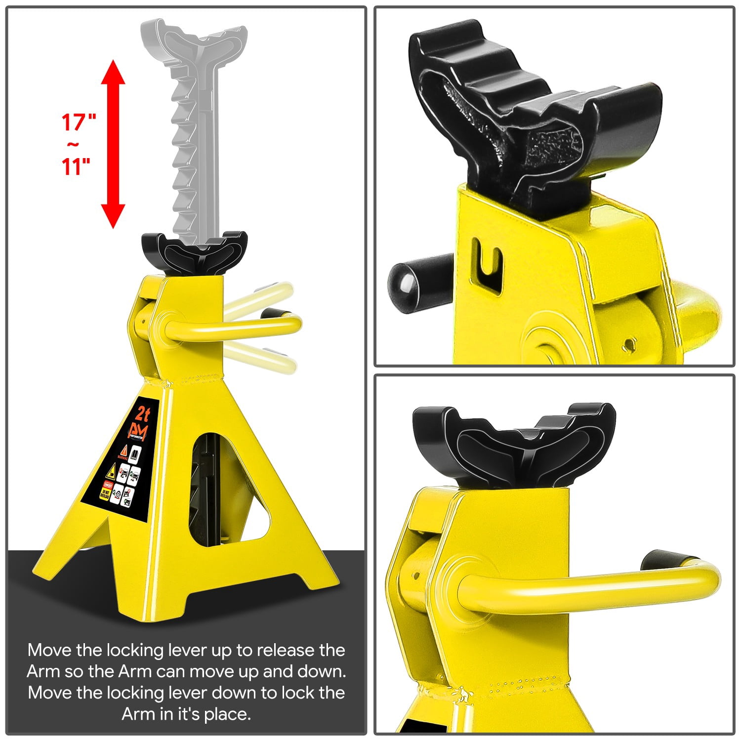 2 Ton 4000lbs Hydraulic Trolley Floor Lift Jack Stands Combo Lifting Car Yellow