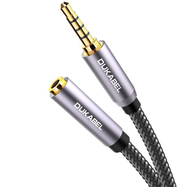 Dukabel Cable De Extensión De 3,5 Mm (8 Pies/2,4 Metros) Trrs Extensión De Auriculares De 4 Polos Macho A Hembra Extensor De Audio De 3,5 Mm Compatible Con Micrófono Para Teléfonos Inteligentes Tv Aut