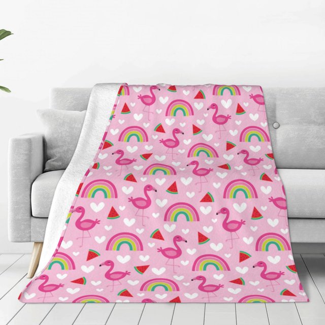 Balery Cute Flamingo Manta de Felpa Suave y Acogedora – Cobija de Franela Aterciopelada para Cama, Lavable y Cálida para Sofá, Mascotas, Transpirable-40"x30"