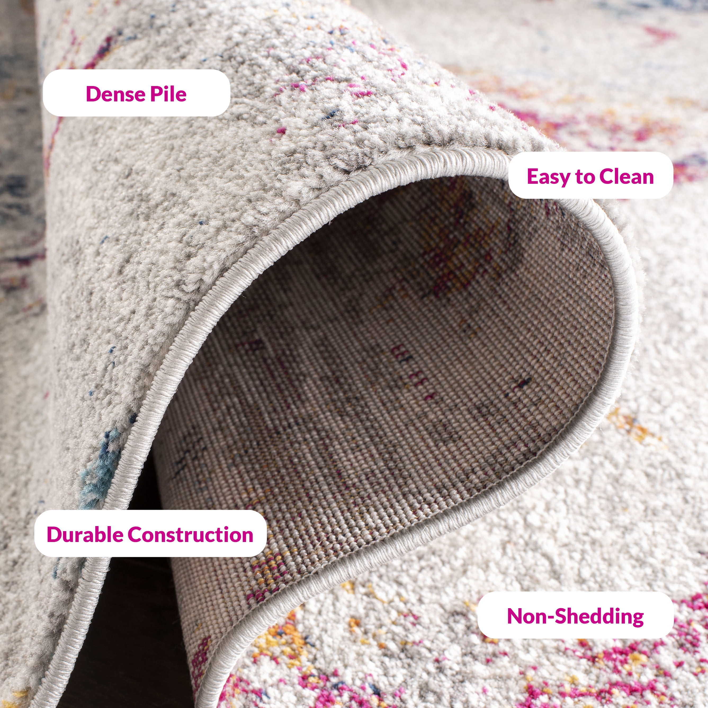 Safavieh Madison Michelle Distressed Runner Rug, Light Gray/Fuchsia, 2'3" x 8'