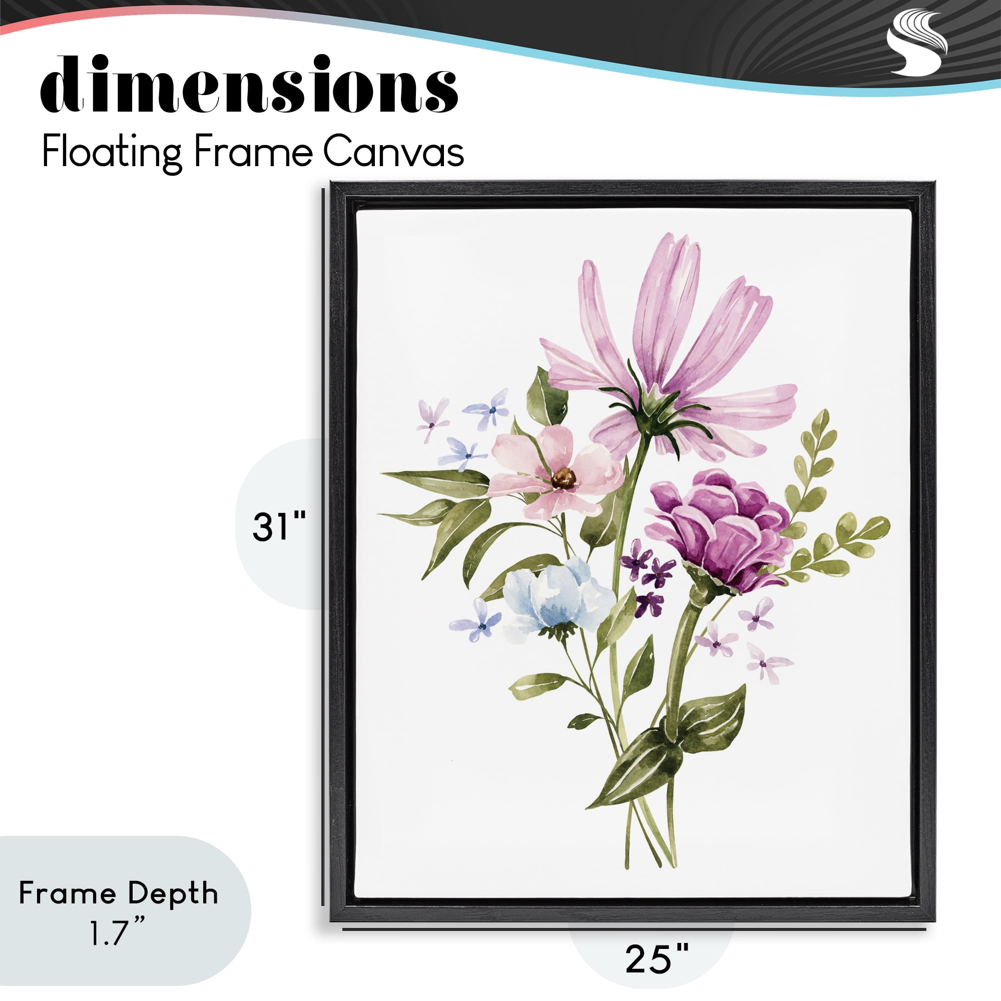 Stupell Industries Wildflower Fields Floral Bundle Black Framed Floater Canvas Wall Art, design by Bethany Sandoval