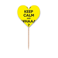 thumbnail image 1 of Quote Keep Calm And WHAAA Yellow Toothpick Flags Heart Lable Cupcake Picks, 1 of 3