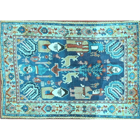 Ahgly Company Indoor Rectangle Animal Light Blue Traditional Area Rugs, 5' x 8'