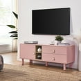 thumbnail image 2 of Gzxs TV Stand with Storage, Pink TV Console Table for Living Room, Media Entertainment Center TV Storage Cabinet with 2 Drawers & Open Shelf, 54.57"L x 15.75"W x 21.65"H, 2 of 9