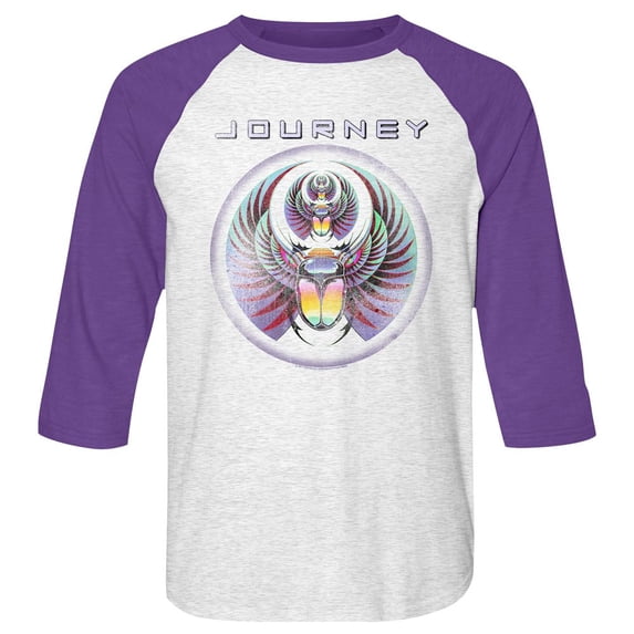 Journey Journey White Heather/Purple Rush Adult Raglan Baseball T-Shirt