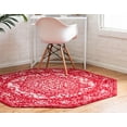 thumbnail image 4 of 5' x 5' Medallion Red and Ivory Octagon Area Throw Rug, 4 of 4