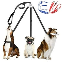 3 in 1 Dog Leashes Multi Pet Leads 3 Way Dog Lead Splitter Pet Triple Lead Coupler Adjustable Detachable Nylon Traction Rope for One/Two/Three Dog Cats Pet Walking/Black