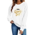 thumbnail image 4 of Gamivast Womens Fashion Hoodies & Sweatshirts Game Day Gold Glitter Football Print Crew Neck Long Sleeve Pullover Tops Trendy Casual Athletic Wear, 4 of 5