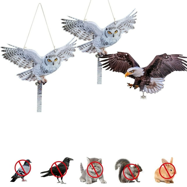 JJBNSH Leurre de Hibou Acrylique Répulsif Réaliste pour Oiseaux Ornement de Jardin