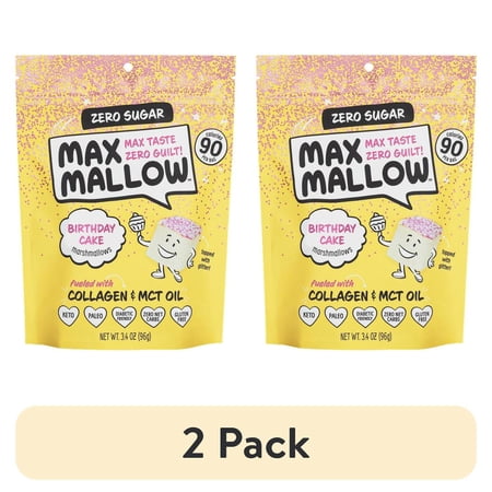 (2 pack) Know Brainer Max Mallow Birthday Cake - Guilt-Free & Zero Sugar Marshmallows