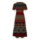 thumbnail image 4 of Puntoco Vestido Midi De Moda Para Mujer Vestido Con Cuello Redondo Y Manga Corta Con Dos Bolsillos En Capas Con Estampado Geométrico Pop Borgoña S,Regalos Para Mujer Joven, 4 of 4