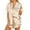 Beige, variant on Ekouaer Womens Button Down Sleepwear Satin 2 Piece Silk Loungewear Shorts Set Notch Collar Nightwear Ruffle Lingerie Outfits