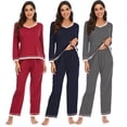 thumbnail image 5 of UP TO 15% OFF! Womens Pajama Set Long Sleeve Sleepwear V Neck Pjs Sets, Red, XXL, 5 of 6