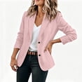 thumbnail image 2 of Women's Solid Lapel Blazer Jacket, Long Sleeve Button Front Suit Coat with Pockets, Casual Business Outerwear Pink XL(XL), 2 of 6