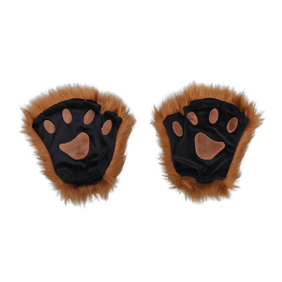 TELOLY 2026 New 1 Pair Winter Gloves Wolf Paws Foxes Claws Mittens Friendly to Skin Thermal Insulation Gloves for Cosplay,Party,Winter Brown