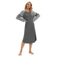 thumbnail image 5 of EFINNY Women's Long Sleeve Nightgowns Contrast Color Midi Dress Round Neck Long Nightdress Comfy Cotton Sleepshirt S-3XL, 5 of 8